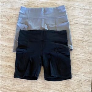 Athleta 2 pairs of shorts size L, 6” inseam
